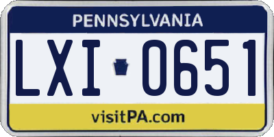 PA license plate LXI0651