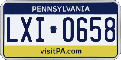 PA license plate LXI0658