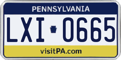 PA license plate LXI0665