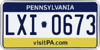 PA license plate LXI0673