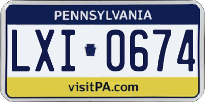 PA license plate LXI0674