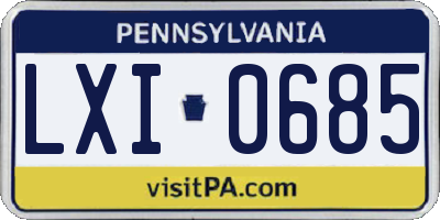 PA license plate LXI0685