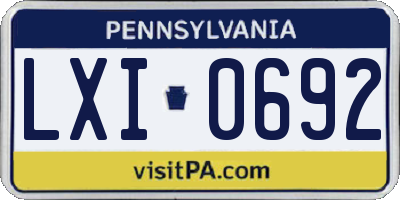 PA license plate LXI0692