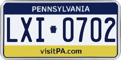 PA license plate LXI0702