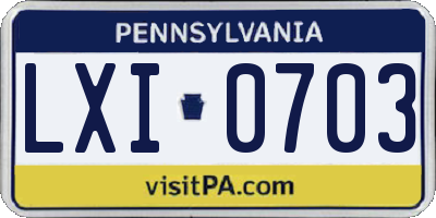 PA license plate LXI0703