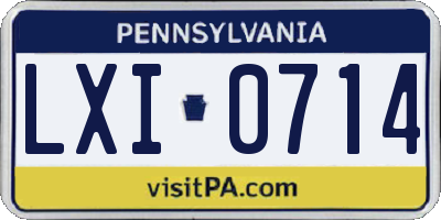 PA license plate LXI0714