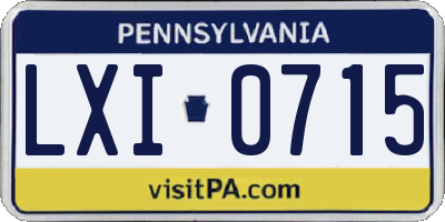 PA license plate LXI0715