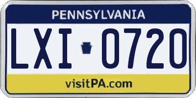 PA license plate LXI0720