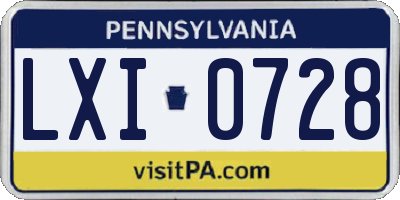 PA license plate LXI0728