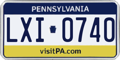 PA license plate LXI0740