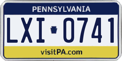 PA license plate LXI0741
