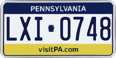 PA license plate LXI0748