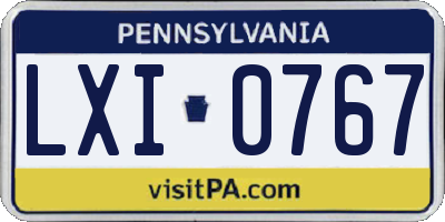 PA license plate LXI0767