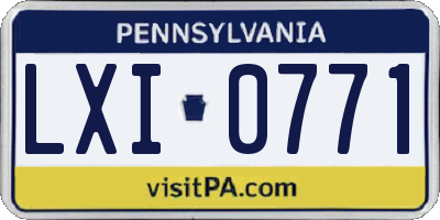 PA license plate LXI0771