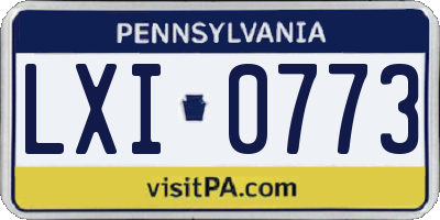 PA license plate LXI0773