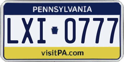 PA license plate LXI0777