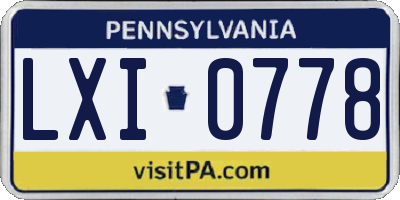 PA license plate LXI0778