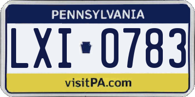 PA license plate LXI0783