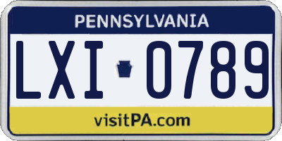 PA license plate LXI0789