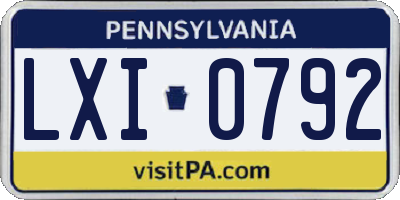 PA license plate LXI0792
