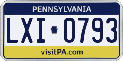 PA license plate LXI0793