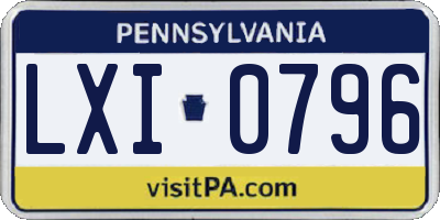 PA license plate LXI0796