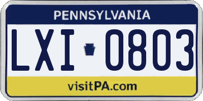 PA license plate LXI0803