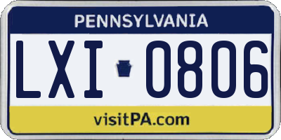 PA license plate LXI0806