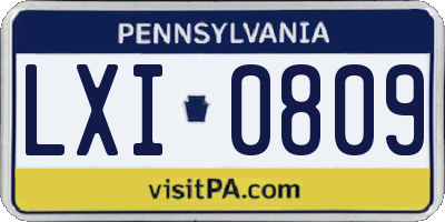 PA license plate LXI0809