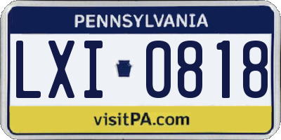 PA license plate LXI0818