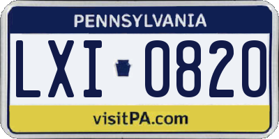 PA license plate LXI0820