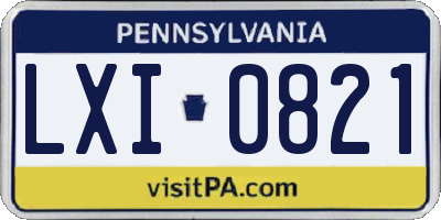 PA license plate LXI0821