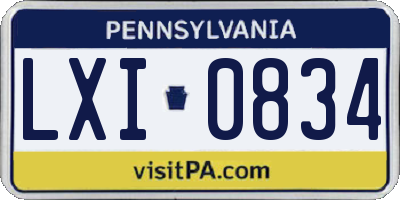 PA license plate LXI0834