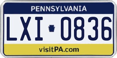 PA license plate LXI0836