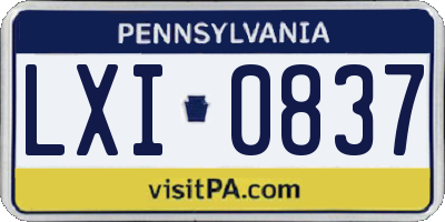 PA license plate LXI0837