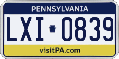PA license plate LXI0839