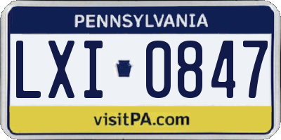 PA license plate LXI0847