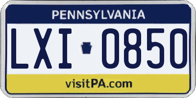 PA license plate LXI0850