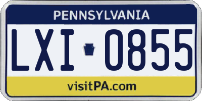 PA license plate LXI0855