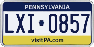 PA license plate LXI0857