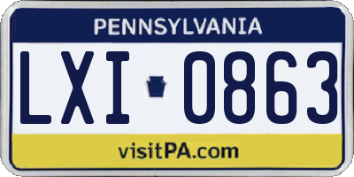 PA license plate LXI0863
