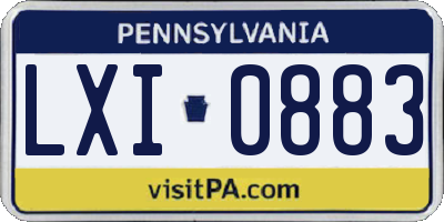 PA license plate LXI0883