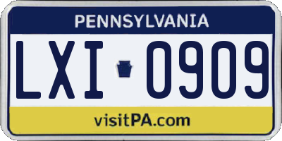 PA license plate LXI0909