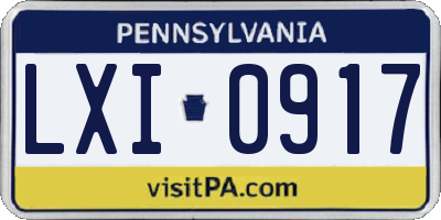 PA license plate LXI0917