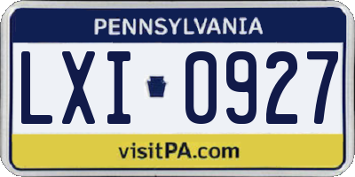 PA license plate LXI0927