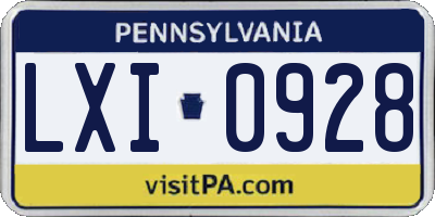 PA license plate LXI0928