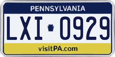 PA license plate LXI0929