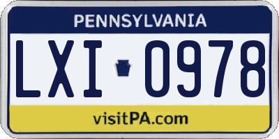 PA license plate LXI0978