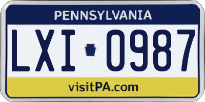 PA license plate LXI0987