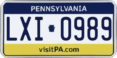 PA license plate LXI0989